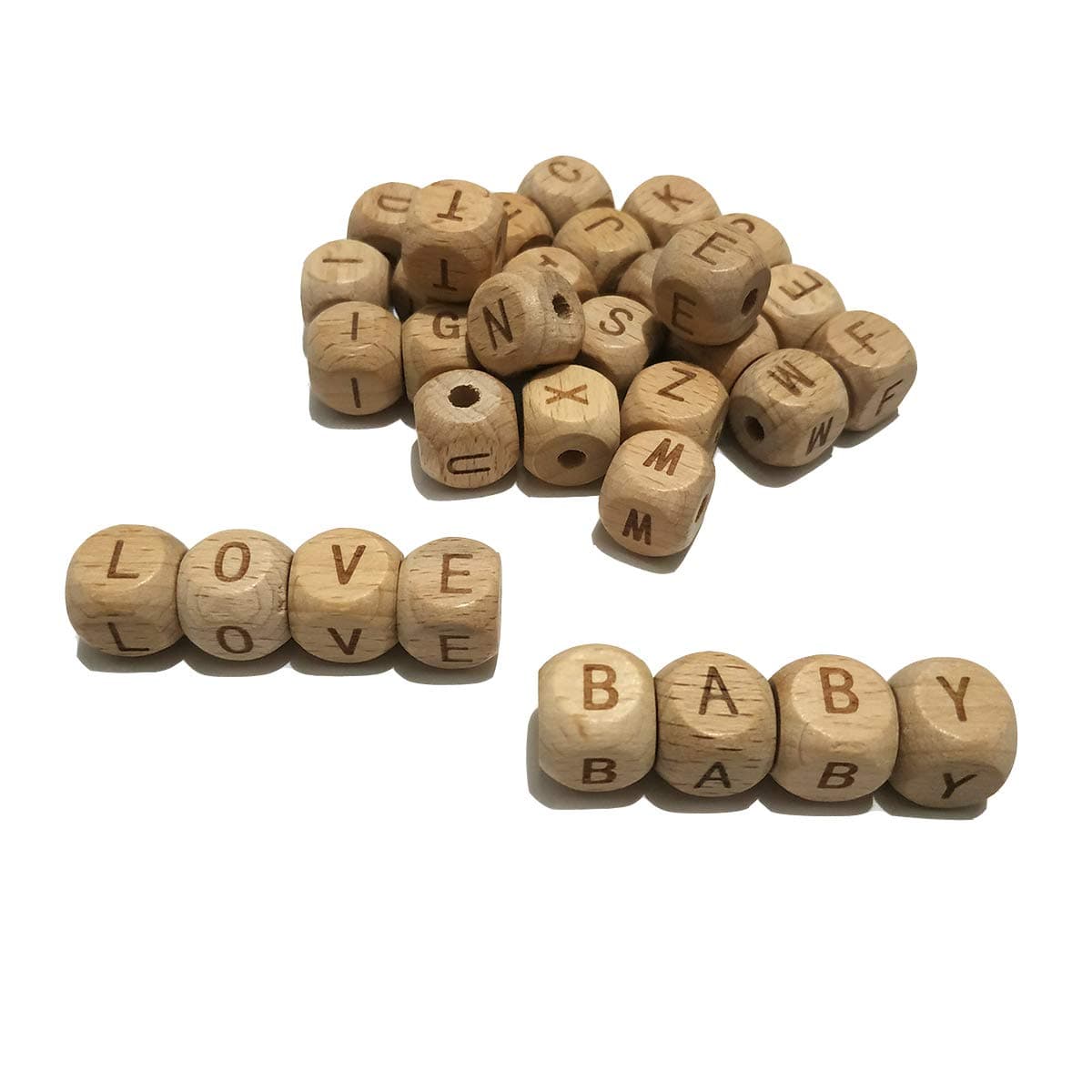 Beech Alphabet Letter Beads 100pc 12mm Square Shape Beech Wood Letter Beads Necklace Accessory DIY Jewelry Beads