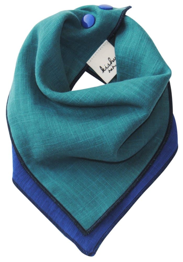 Kishu Baby Bandana Bib for Boys, Solid Reversible, One Size Multicolor (Teal/Royal)
