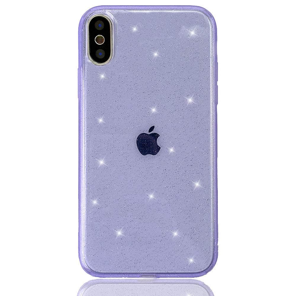 HUIYCUU Case for iPhone Xs Max Case Clear Glitter, Soft Cute Slim Sparkle Bling Design Pattern [Drop Protection Shockproof] Bumper Girl Women Cover Compatible with iPhone Xs Max, Matte Purple
