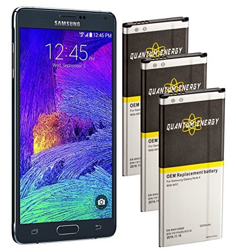 QUANTUM ENERGY 3x 3,220 mAh Note 4 Baterías NFC para Samsung Galaxy Note 4, 2 AÑOS DE GARANTÍA