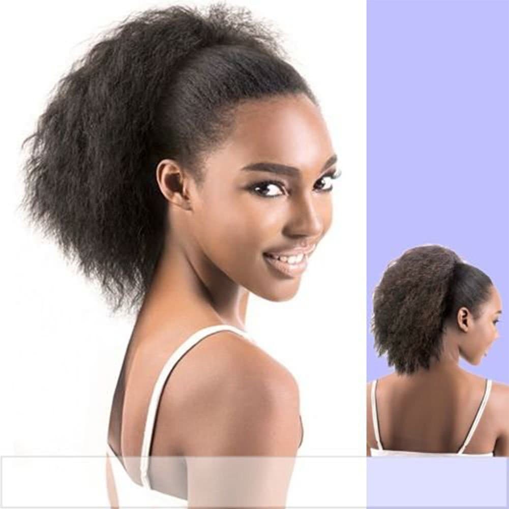Wrap Drawstring 100 Human Hair Ponytail Extensions Coarse Curly Afro Kinky Straight Italian Yaki Curly Top Closure Clip Ins Ponytail Human Hair Extensions for African American Women 100g/pcs