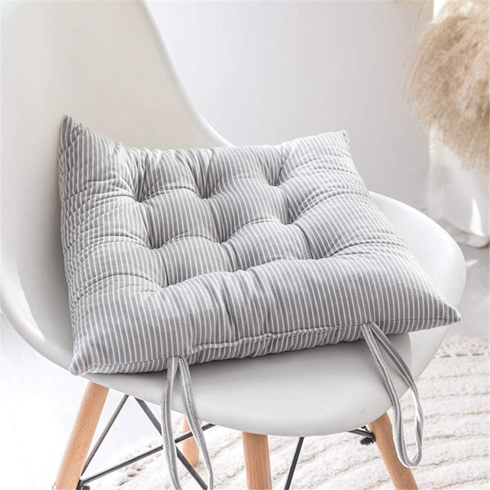 LZYD Plush Thick Dining Chair Cushions Stripe Solid Color Soft Seat Pads for Kitchen Office Chairs Padded Cushions for Garden Outdoor Gray Pink Seat Cushions with Tie 40x40cm