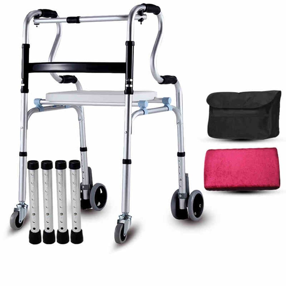 NAN handrail& Shower Stool Walking Frame (Wheeled) Adjustable Height Medical Lightweight Solid stable ( Color : A (wheels are removable) )