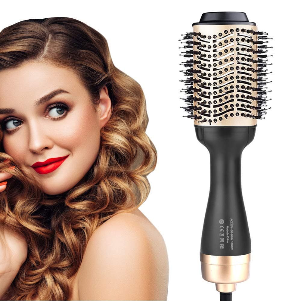 One Step Hot Air Brush, 5 in 1 Negative Ionic Hair Dryer Brush & Volumizer Styler Massage Comb, Multifunctional Salon Hair Straightener and Curler Brush