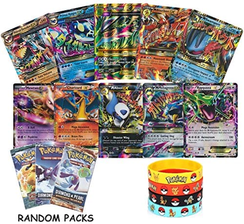Pokemon Random 3 Pack Lot With a Random Wristband and 1 Random Ex, Break or Mega,