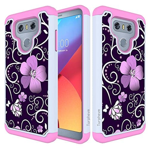 LG G6 Case, LG G6 Plus Case,Turphevm [Shock Absorption] Dual Layer Heavy Duty Protective Silicone Plastic Hybrid Defender Anti-Slip Armor Case Cover For LG G6/LG G6 Plus (Pink Violet)