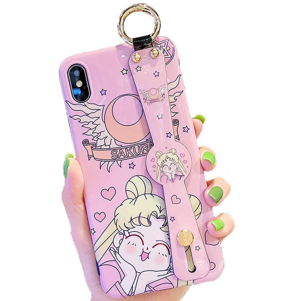 Sailor Moon Phone Case for iPhone Xs Max 7 Plus 8 Plus Large Size Japanese Cartoon Resistant Shockproof Phone Basic Case (Pink, iPhone Xr)