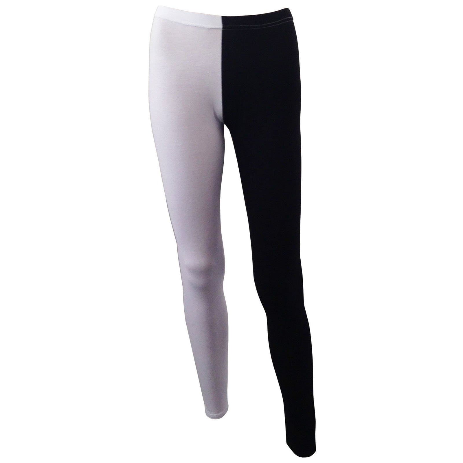 Plain Black and White Contrast Stretchy Leggings