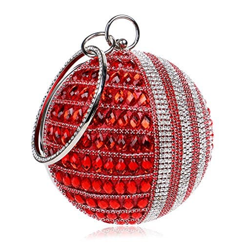 LoriLi Women's Spherical Bling Handle Bag Clutch(Red)