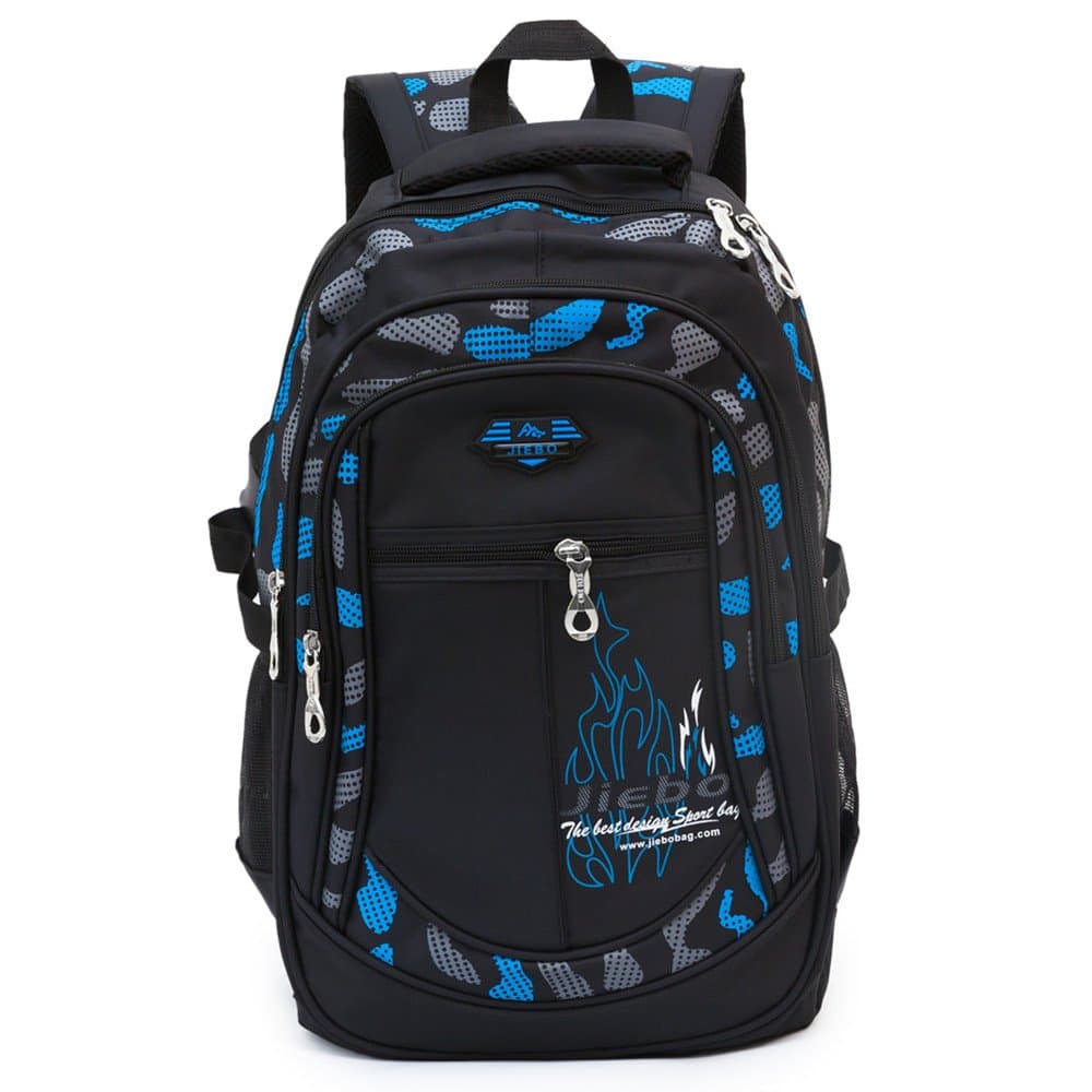 Student School Backpack for Boys for Kid Child Student School Bookbag Outdoor Daypack (Black blue)