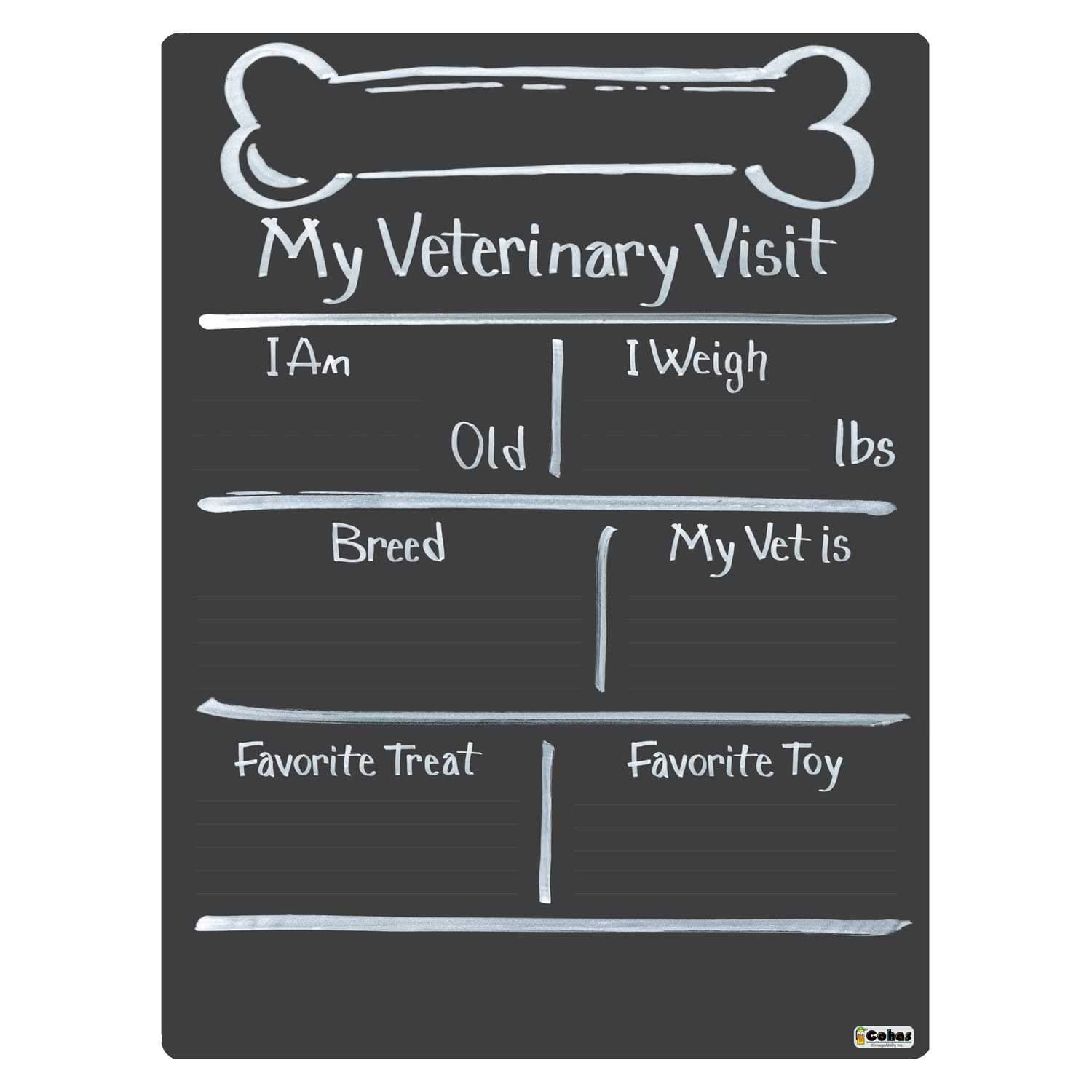 CohasVet Visit Milestone Board with Bone, Custom Text, and Professional Chalkboard Surface, 9 by 12 Inches, No Marker