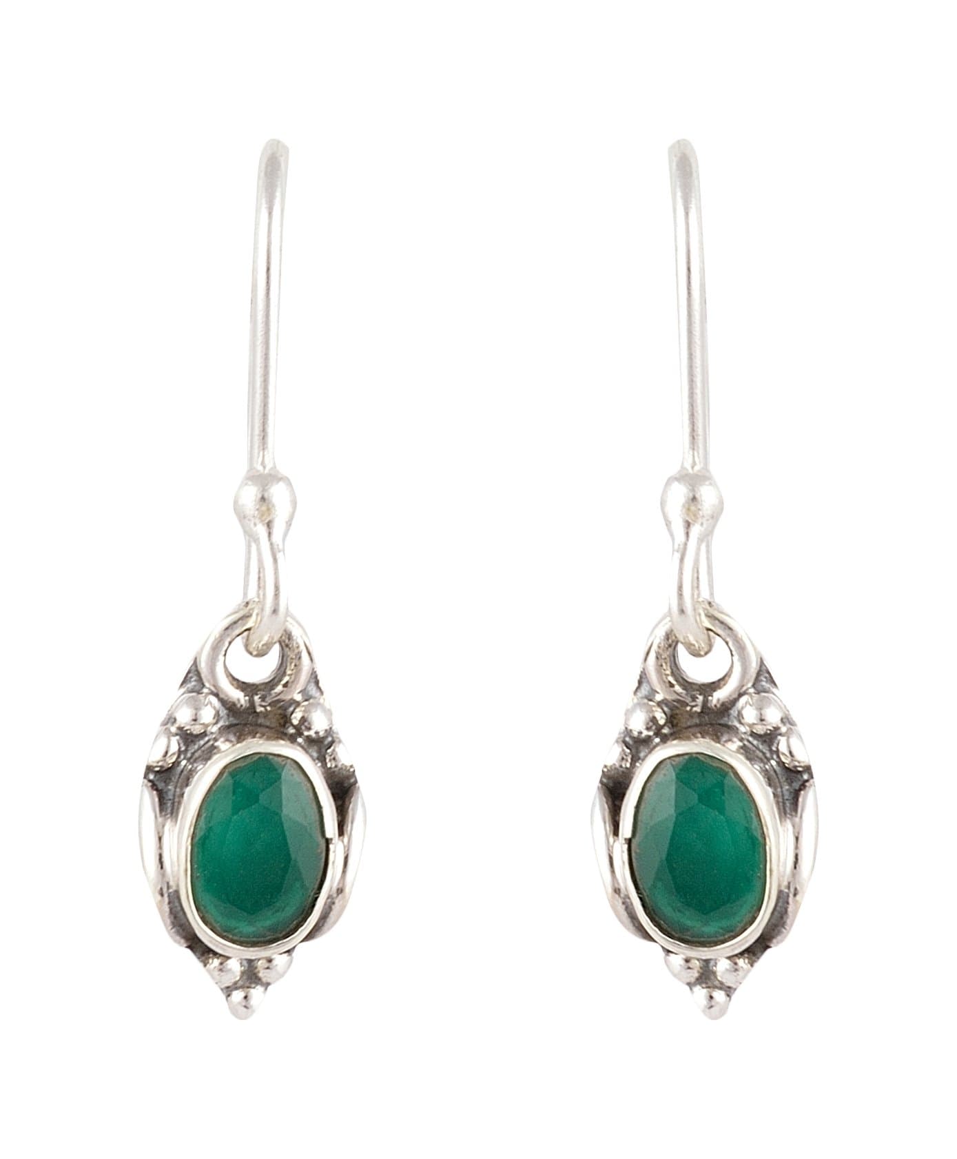 Handicraft 92.5 Sterling Silver Work Wear Emerald Drop Silver Earrings for Girls (AA925062)