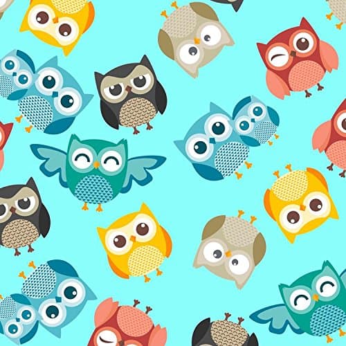 Eco-Friendly ProSoft PUL Print Premium Waterproof PUL Polyurethane Laminate Print Barrier Fabric (Made in USA, sold by the yard) (Hoot Hoot Seaspray)
