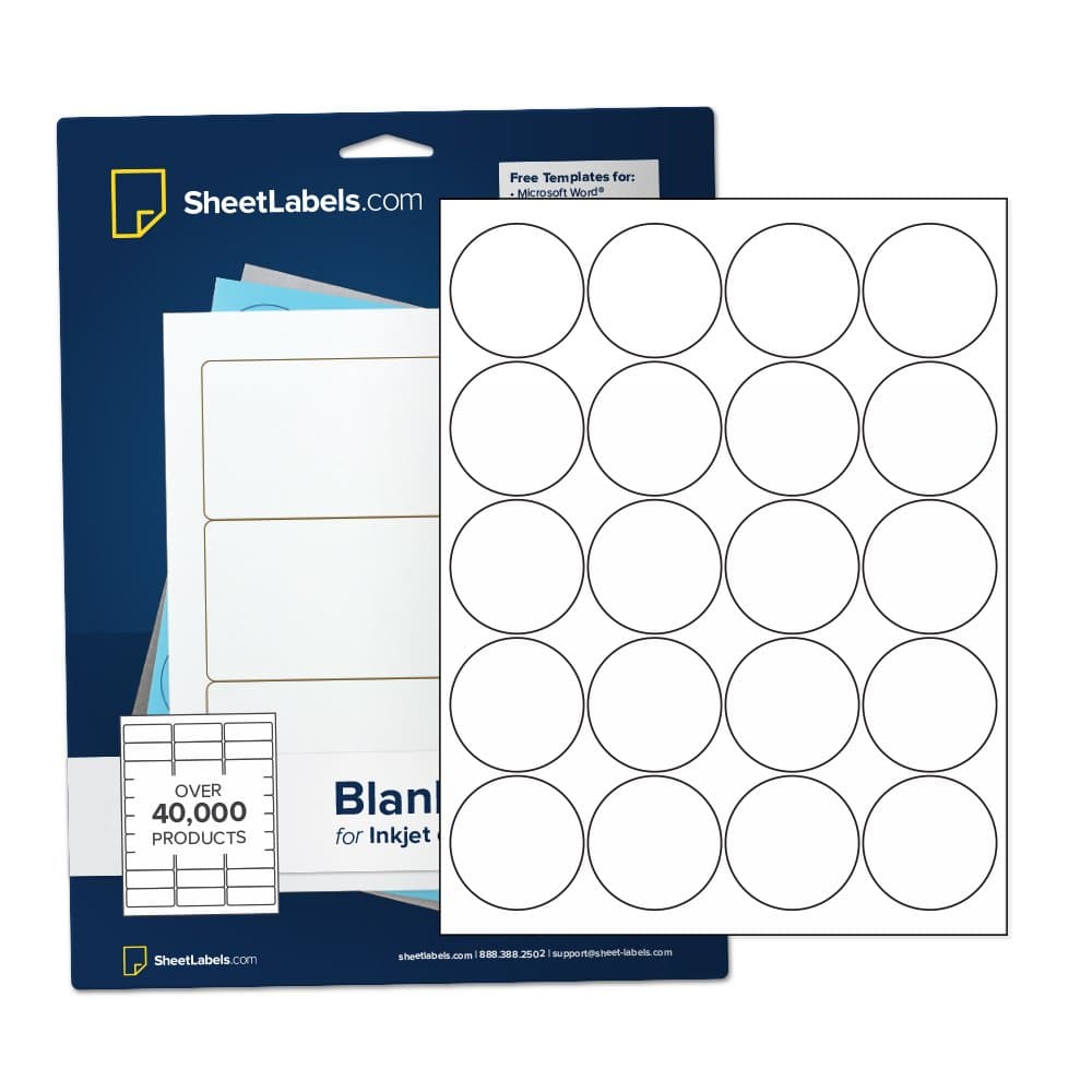 2" Glossy White Round Labels, for Inkjet Printers Only, More Labels Per Sheet, 5000 Labels