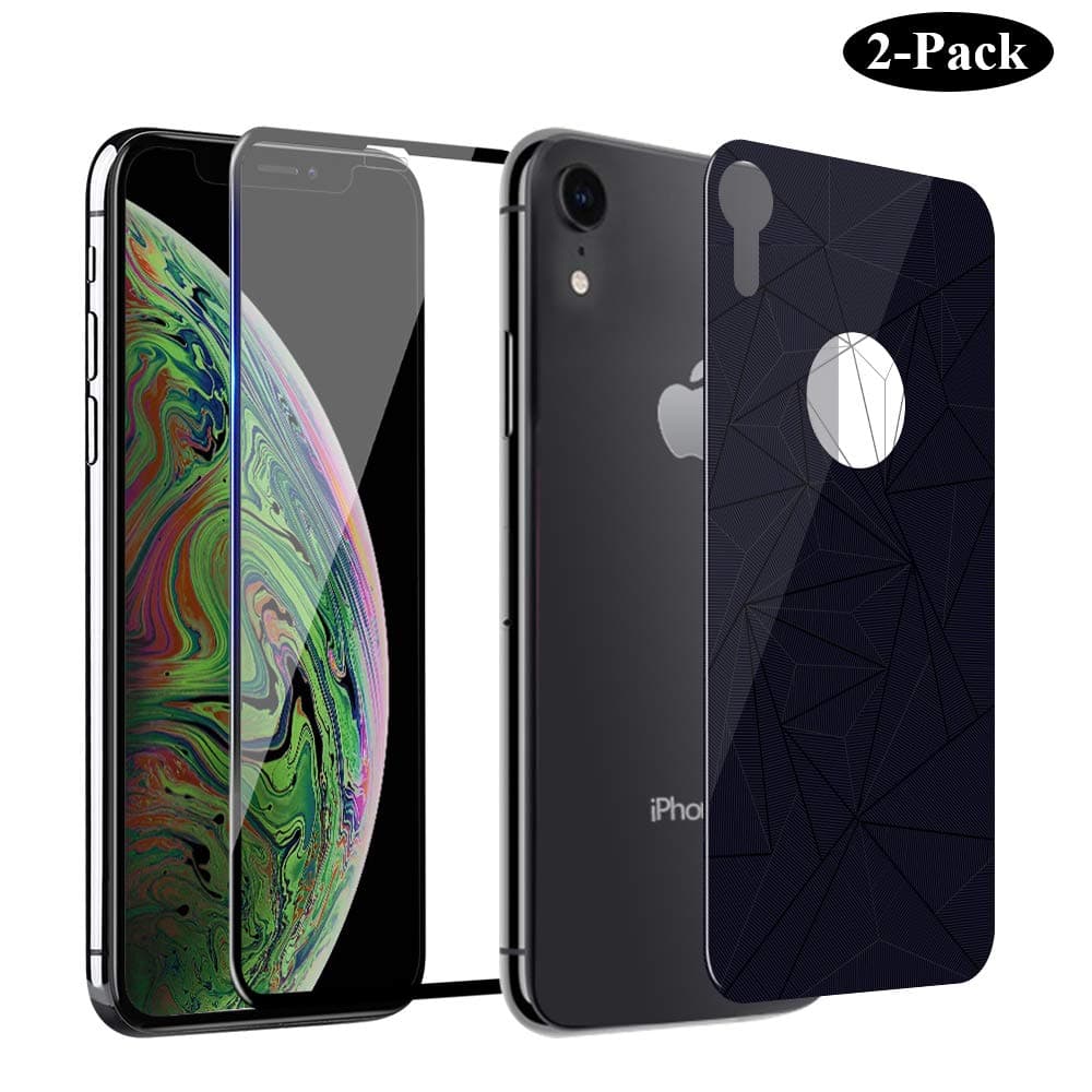 GAHOGA iPhone XR Front and Back Screen Protector Full Coverage Tempered Glass + 9H Hardness Back Premium Glass Double Protection[Anti-Scratch][Case Friendly] for iPhone XR