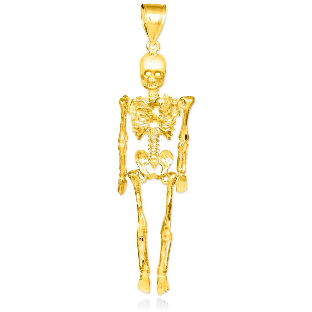 14k Gold 3d Dangle Skeleton Pendant