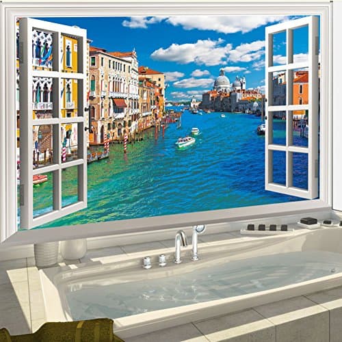 3D Window Decal Wall Sticker Home Decor Exotic Beach View Art Wallpaper Mural Home Kids Game Room Office Dacpration