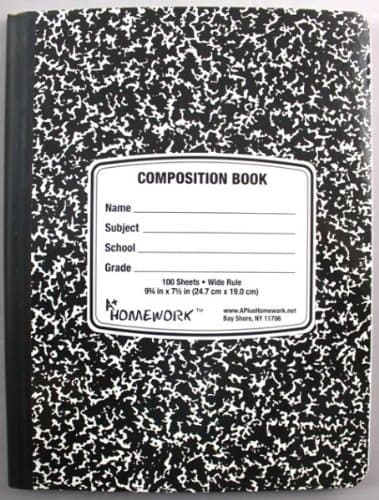 A+ Homework Marble Composition Book 100 Sheet Wide Ruled (9.75 x 7.5)
