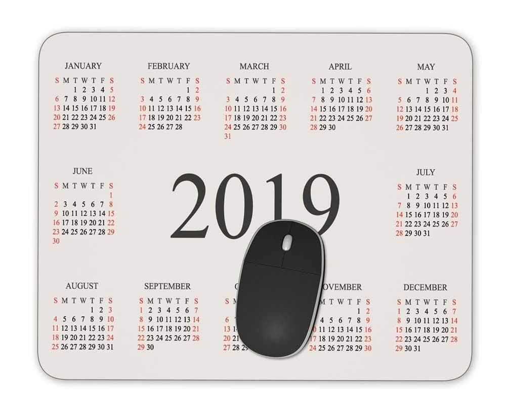 2019 Calendar Mouse Pad, Quality Creative Wrist-Protected Wristbands Personalized Desk, Mouse Pad (9.5 inch x 7.9 inch)