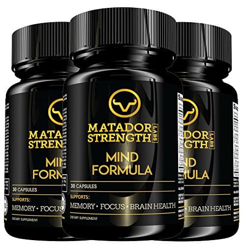 DMAE Ginkgo Biloba Memory Vitamins - Natural Brain Function Support with St. John's Wort L-Glutamine Bacopa Monnieri for Focus, Clarity, Energy, Performance, Neuro Balance - 3 Bottles Made in USA