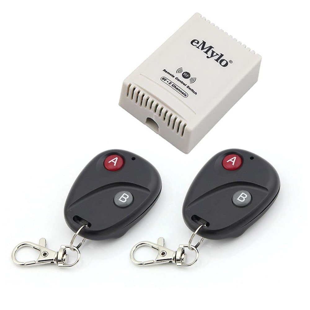 eMylo® DC 6V 2 Channels 433Mhz RF Relay Wireless Remote Control Switch Transmitter with Receiver