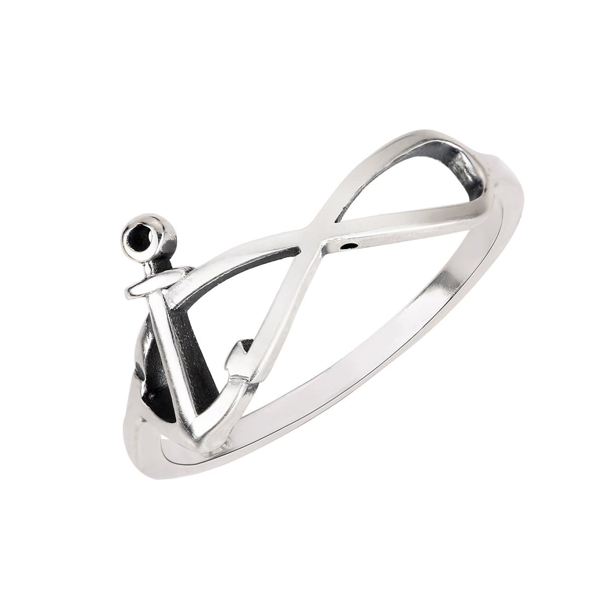 925 Sterling Silver Infinity Anchor Ring