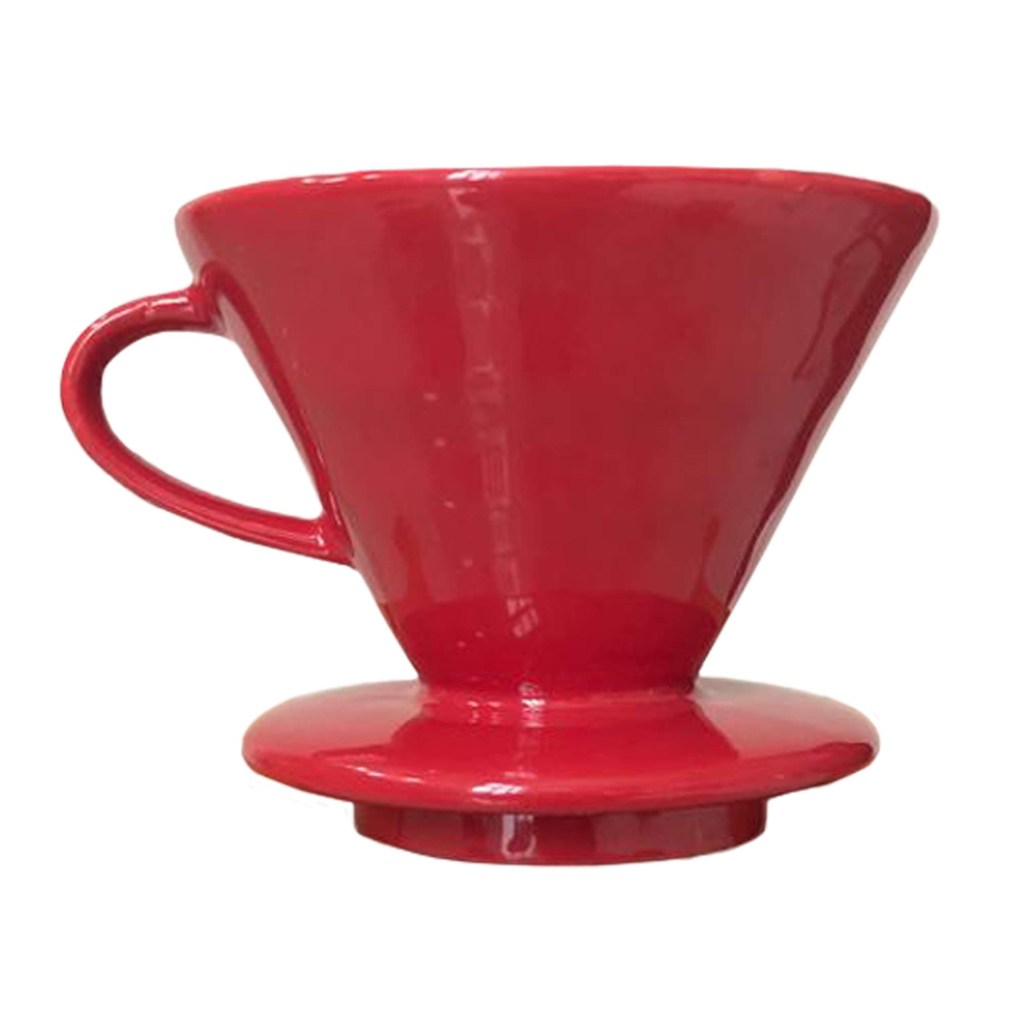 Pour Over Coffee Dripper - Ceramic Slow Brewing Accessories for Home, Cafe, Restaurants - Easy Manual Brew Maker Gift - Strong Flavor Brewer - V02 Paper Cone Filters - Red, 2 Cup