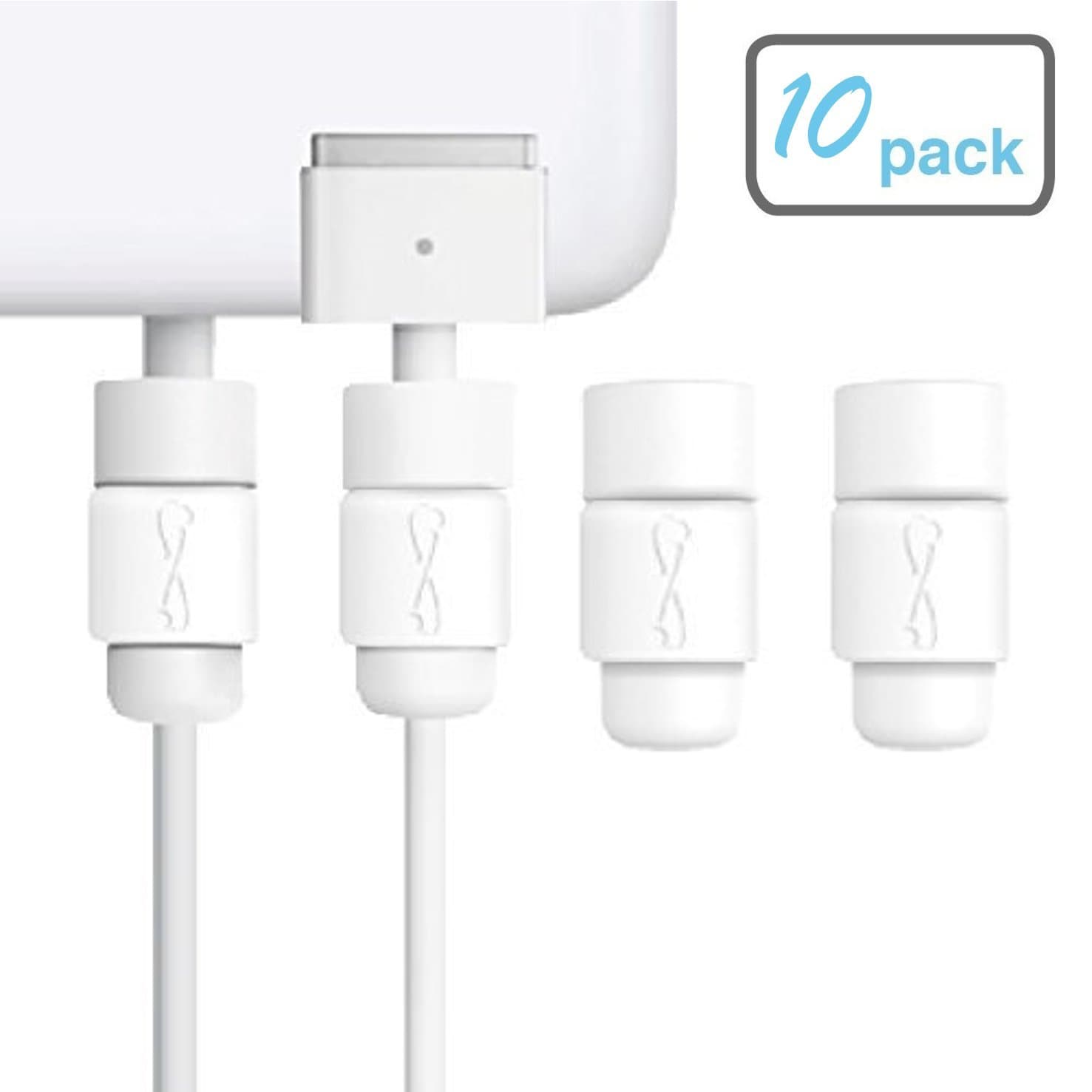 LimitStyle Charging Cord Saver Protector for MagSafe (for MacBook Pro and MacBook Air - Protective for Apple MacBook Power Cables (White, 10 Pack)