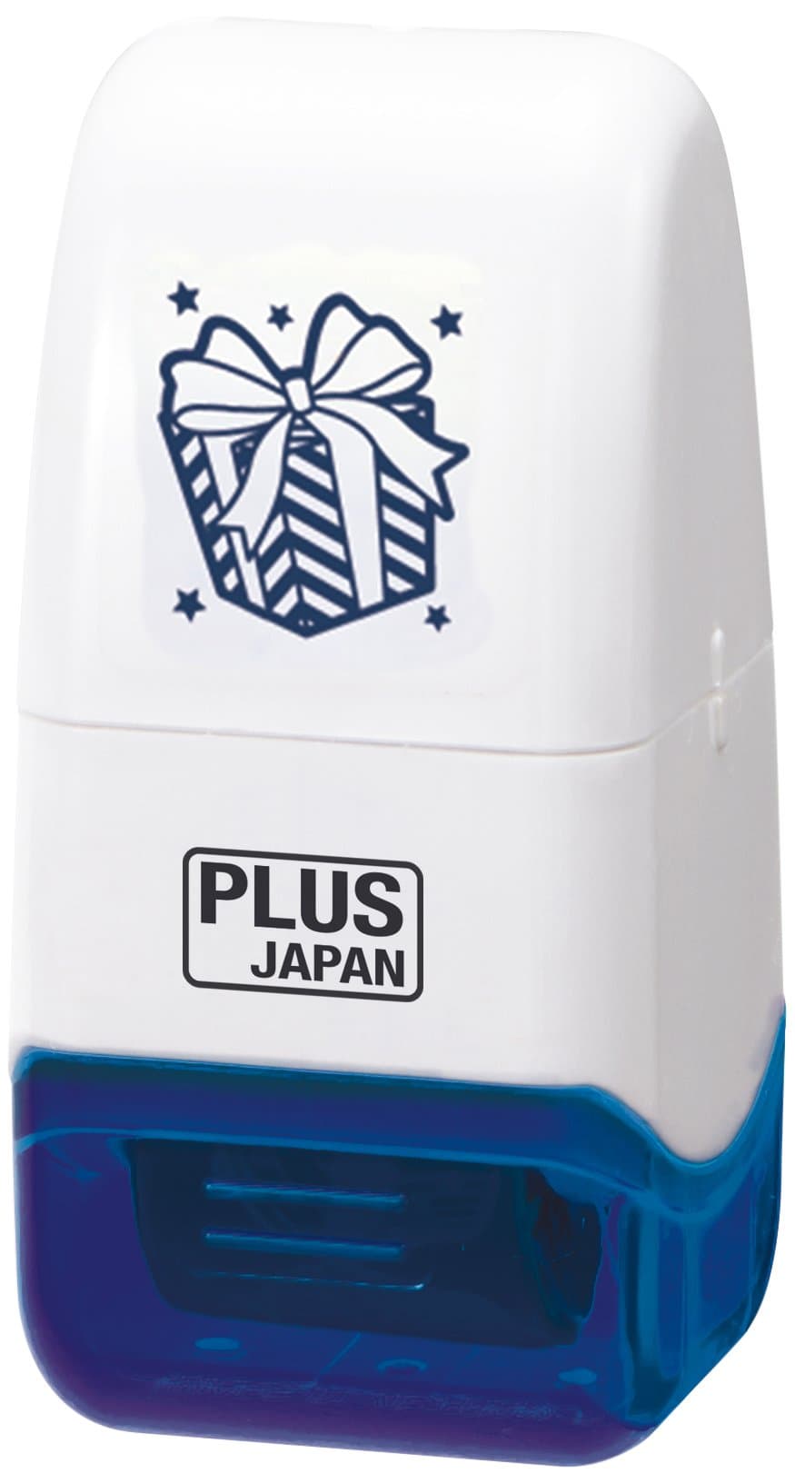 PLUS Japan Decoration Roller Stamp Blue Presents, Continuous Pattern