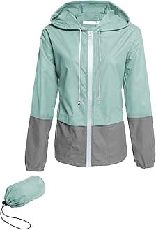 Avoogue Raincoat Women Lightweight Waterproof Rain Jackets Packable Outdoor Hooded Windbreaker