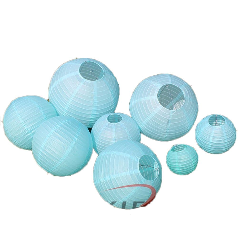 DMSTUDIO 12 Pack Mixed Sizes Blue Paper Lantern Lampshade for Wedding Centerpiece Birthday Party Garden Home Decoration
