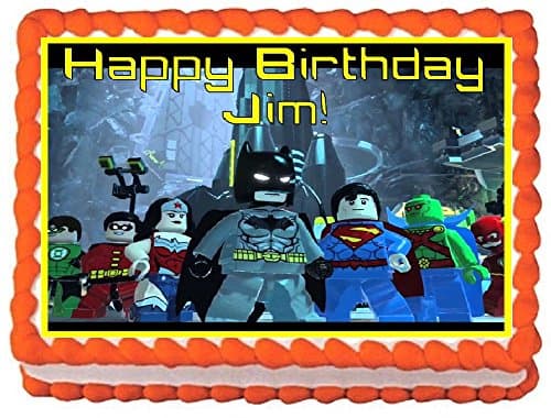 Lego Batman Personalized Edible Cake Topper Image -- 1/4 Sheet -- 8" x 10.5"