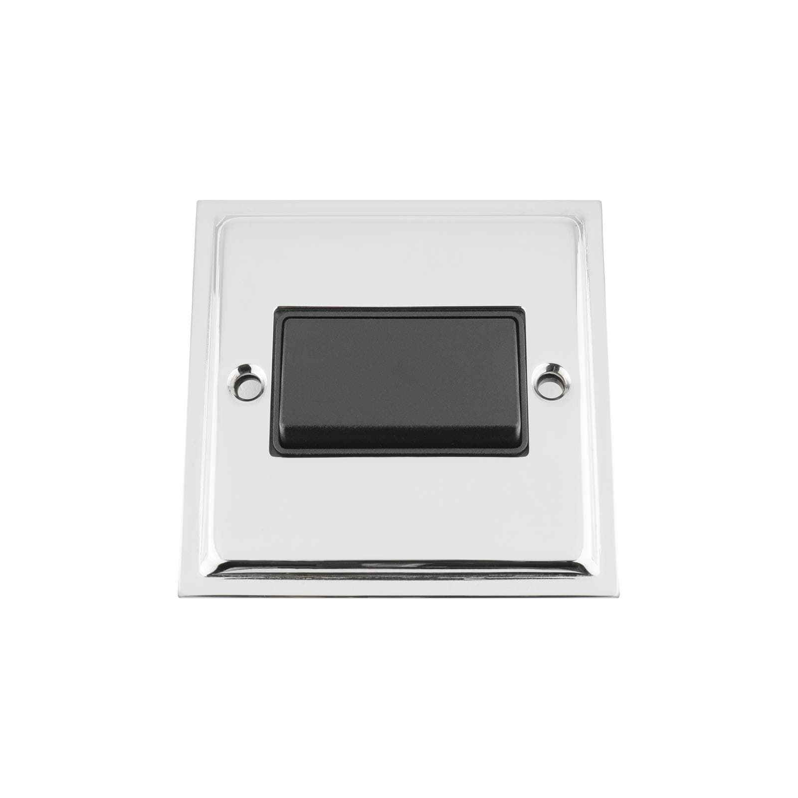 Slimline Polished Chrome Fan Isolator Switch Black Insert Plastic Rocker Switch