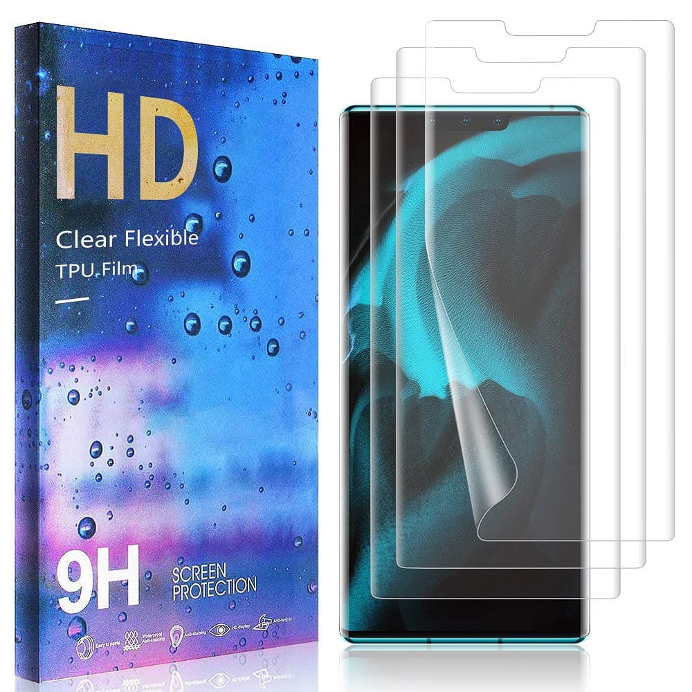 Masstimo [3 Pack for Huawei Mate 30 Pro Screen Protector In-screen Fingerprint Recognition [Premium Quality] Anti-Bubble TPU 3D Edge to Edge [Full Coverage] Soft Screen Protector