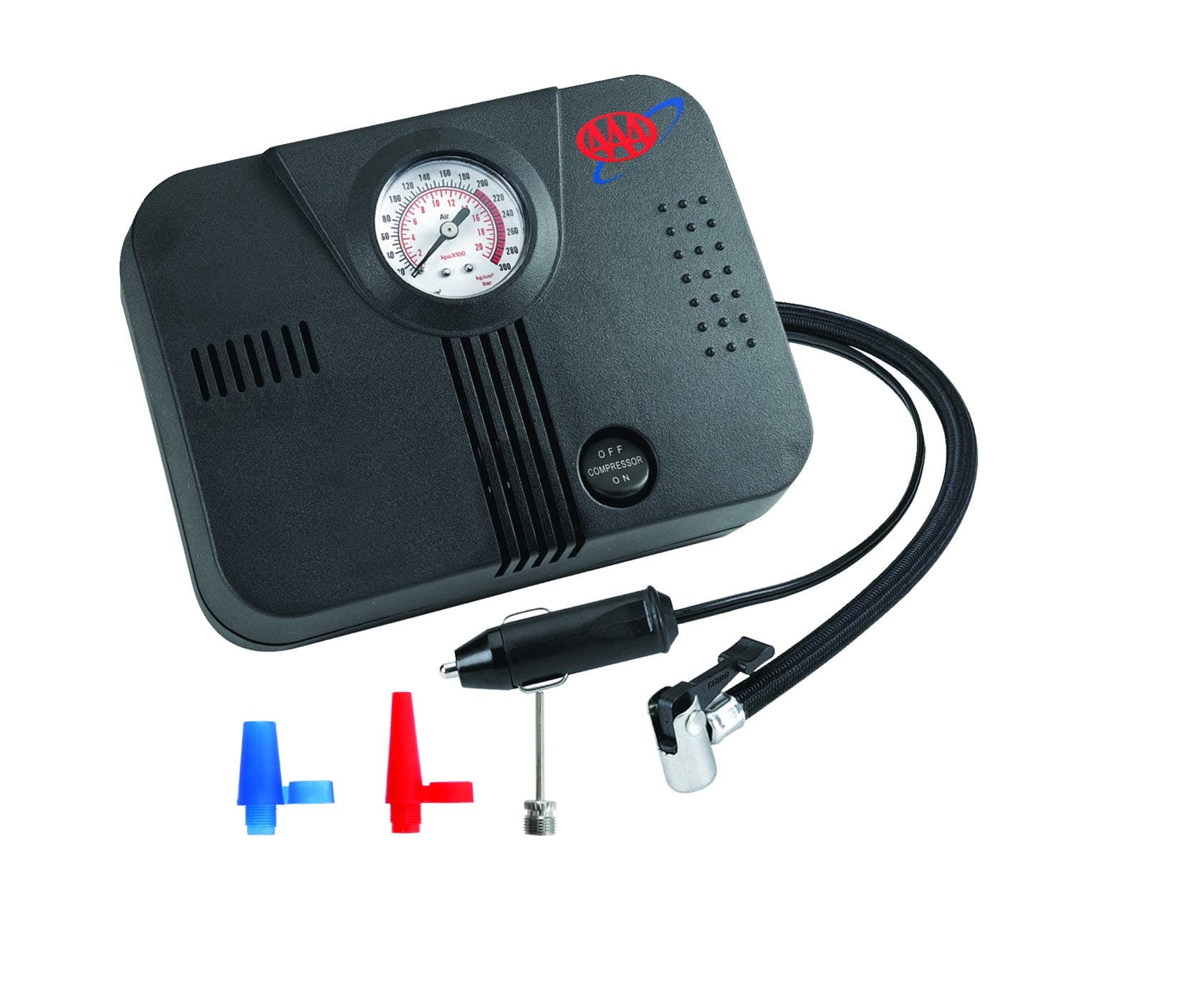 AAA 4024AAA 300 PSI 12 Volt DC Air Compressor-Tire Inflator with Built in Pressure Gauge, Black