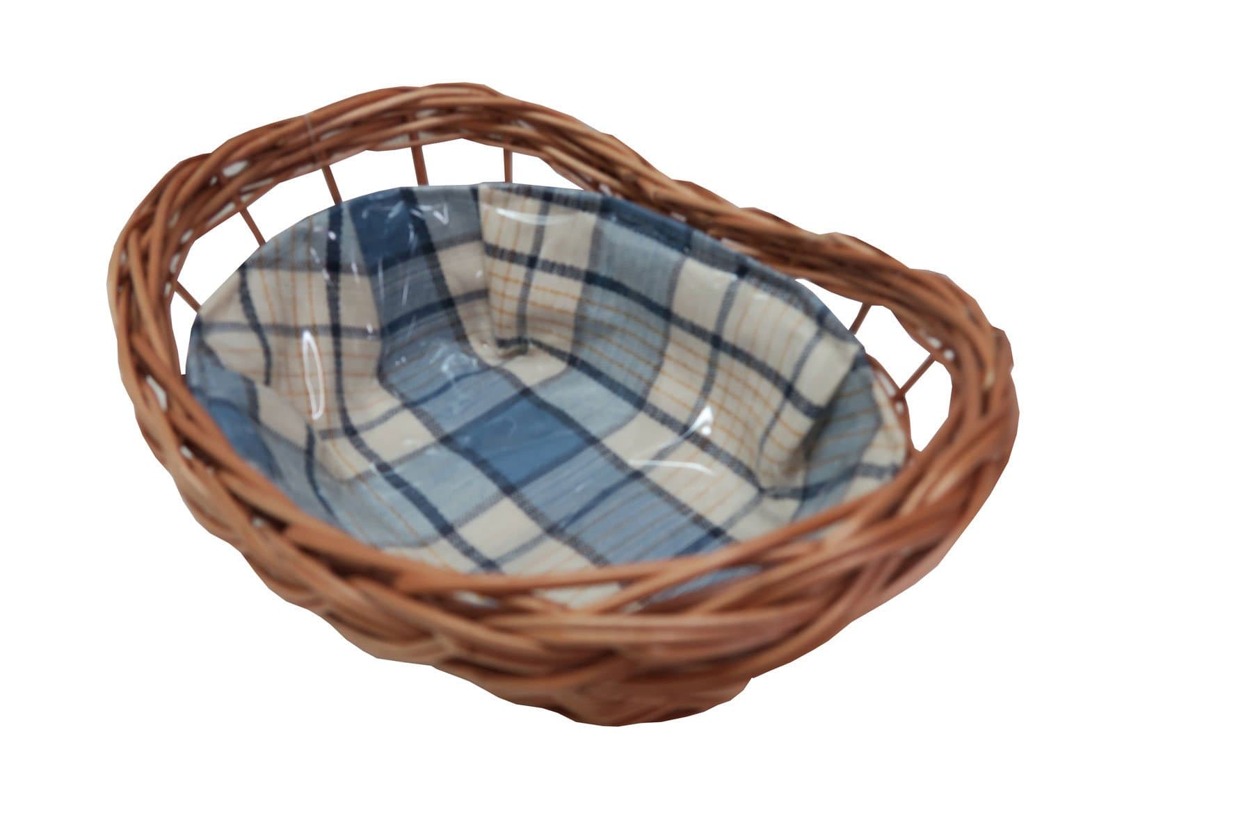 Bread Basket Willow Baskets in Cottage Style Blue/Beige Check 20 x 29 cm