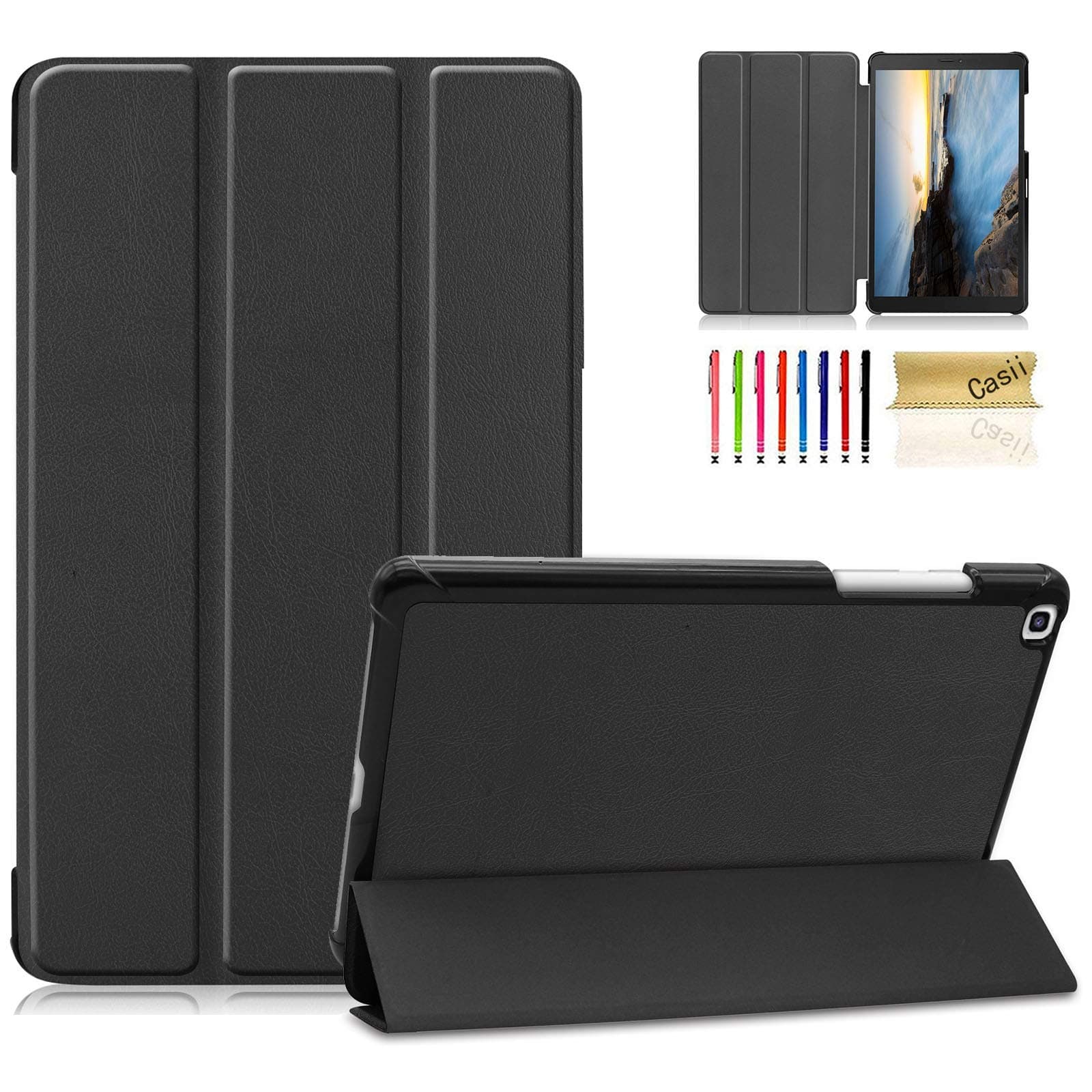Casii Case for Galaxy Tab A 8.0 2019 Release, Ultra Lightweight Tri-fold Stand Protective Magnetic Premium PU Leather Cover for Samsung Galaxy Tab A 8.0 2019 Tablet (SM-T290/ T295/ T297), Black
