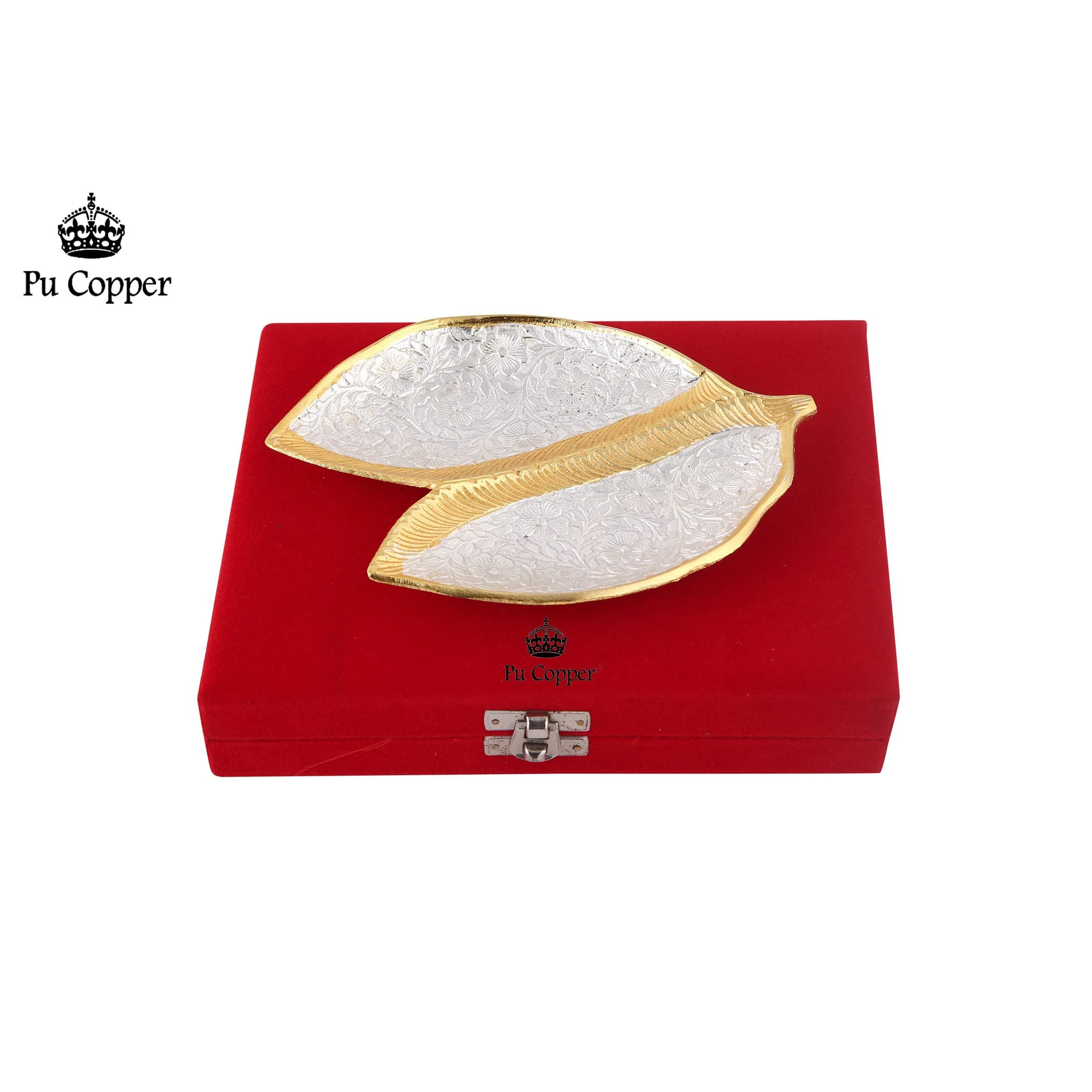 Pu Copper Embossed Design Silver Plated Dish Bowl, Tableware Centerpiece/Gift Purpose Item B4