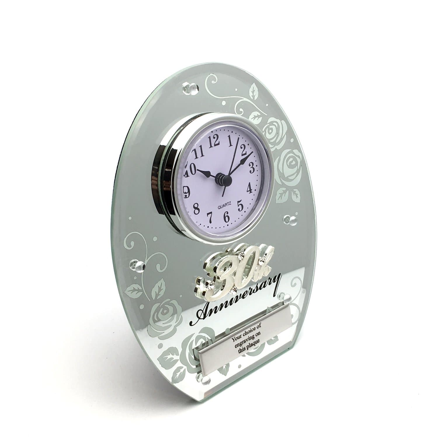 Personalised 30th Pearl Anniversary Mantel Clock Gift