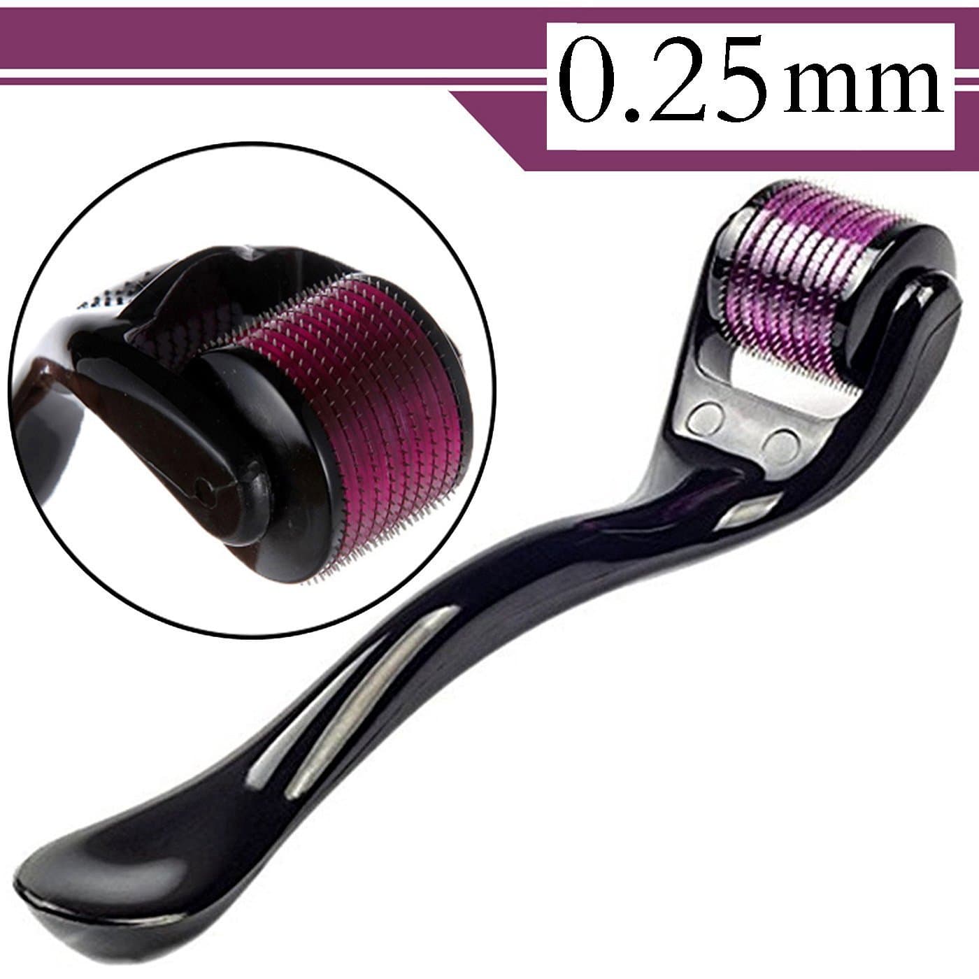 Derma Roller, Micro Skin Roller 540 Titanium Microneedles Tools for Facial Skin Care 0.25 mm (Purple)