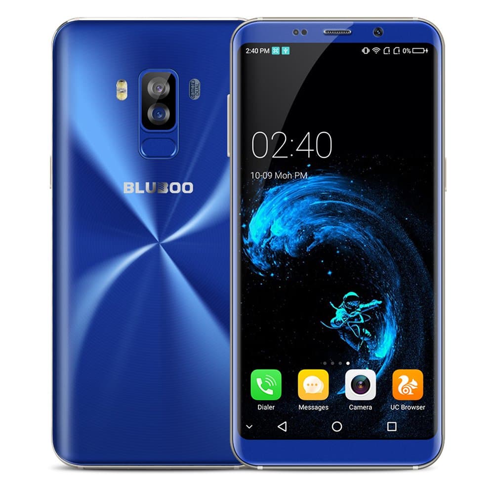 Bluboo S8【5.7 Inch Full Sharp HD+ 2.5D Display 3GB/32GB】4G Unlocked Smartphone Android 7.0 MT6750T Octa-Core Dual SIM Mobile Phone with Dual Rear Camera(13.0MP+3.0MP) Fingerprint 3450mAh Battery OTA SIM-Free Cellphone-Blue
