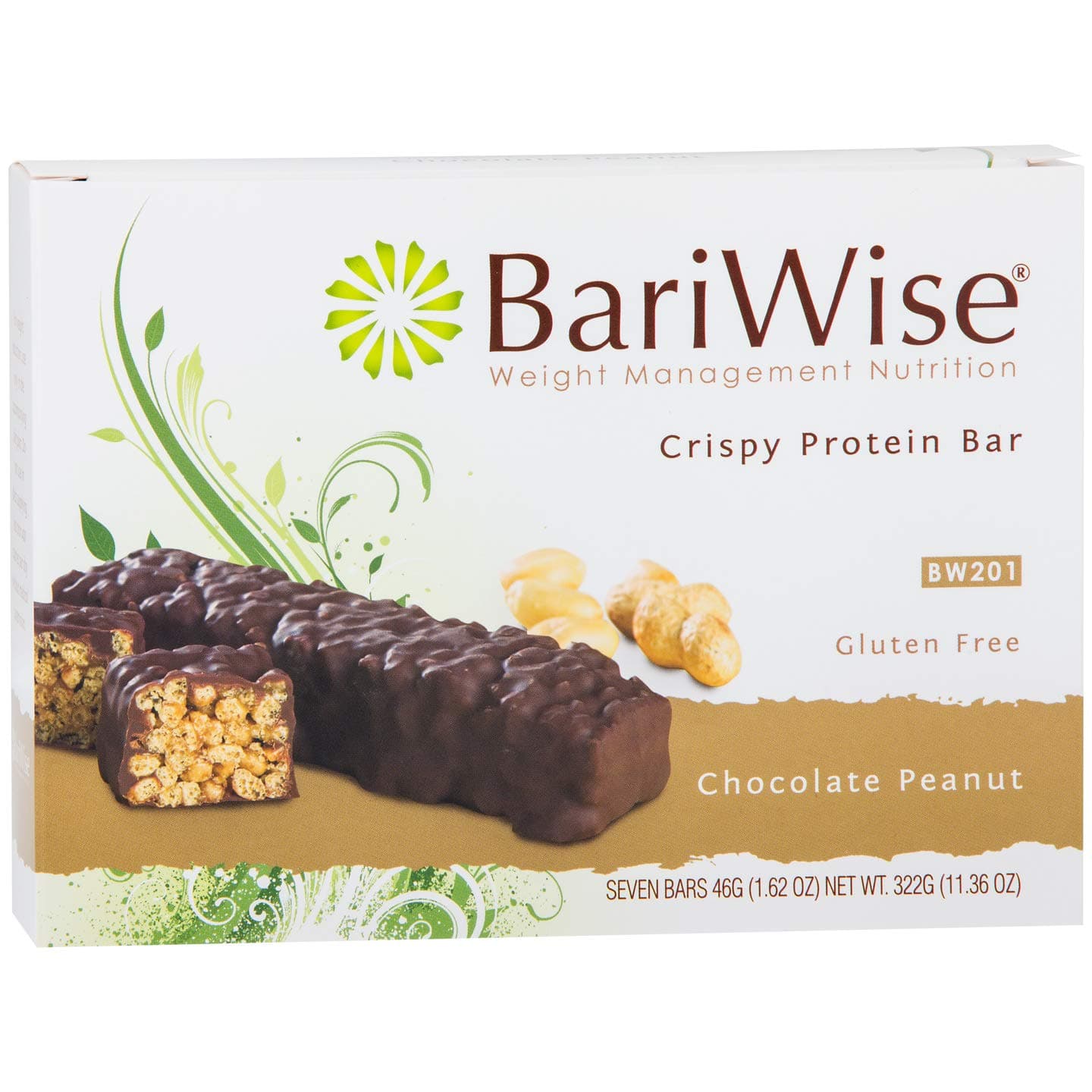 BariWise Crispy Protein Bar - Chocolate Peanut Dream (7ct), High Protein Bars, Trans Fat Free, Aspartame Free