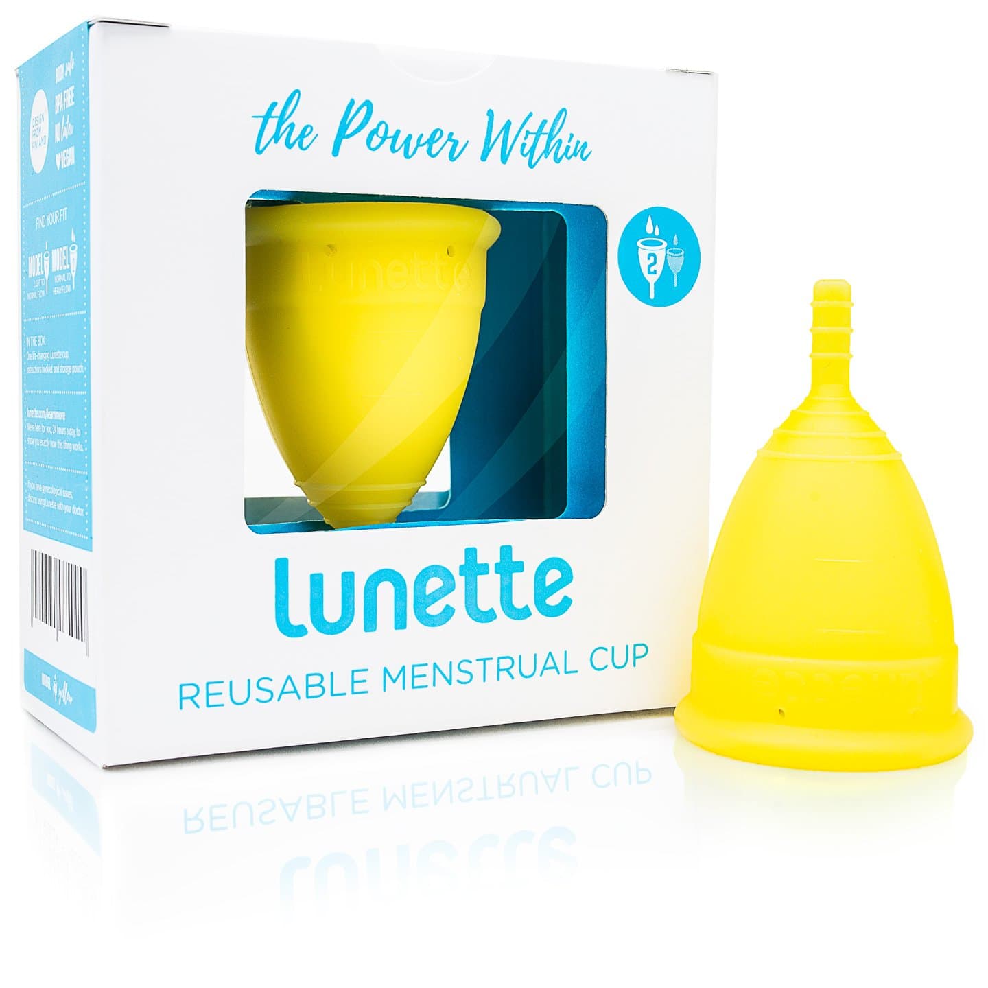 Lunette Reusable Menstrual Cup - Yellow - Model 2 for Normal or Heavy Flow - (Multilanguage Pack)