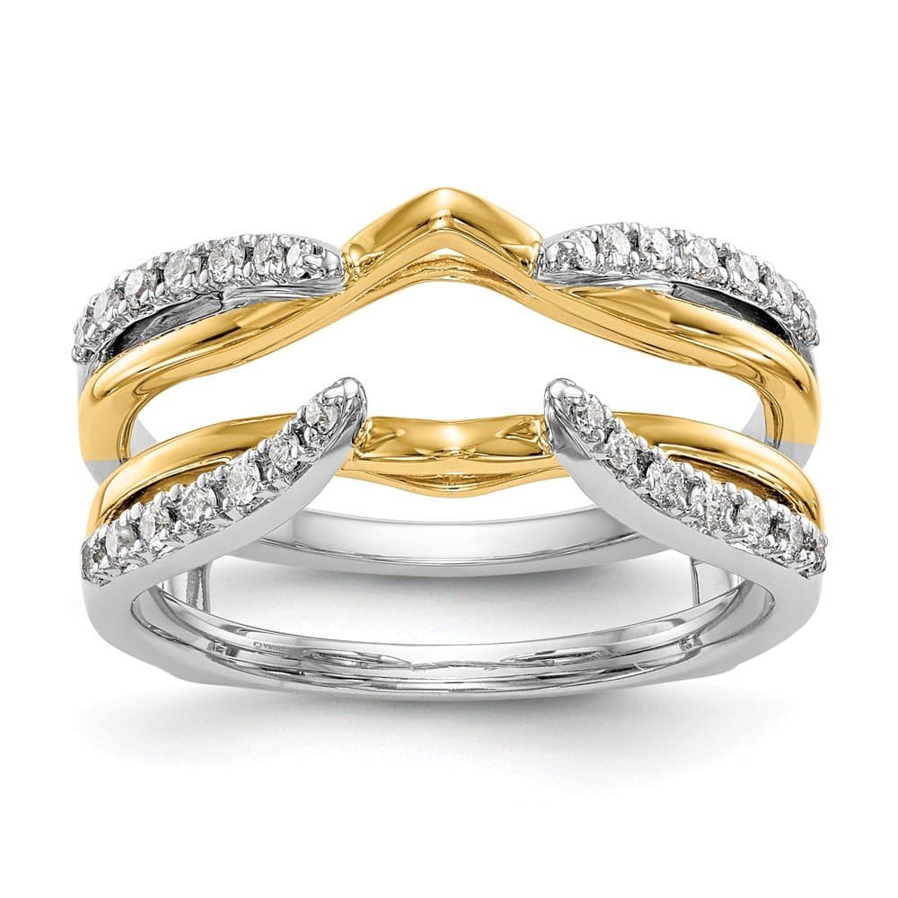 14K Two-tone Diamond Enhancer Ring Guard Wrap 0.248 cttw Fine Jewelry Gift for Valentines day