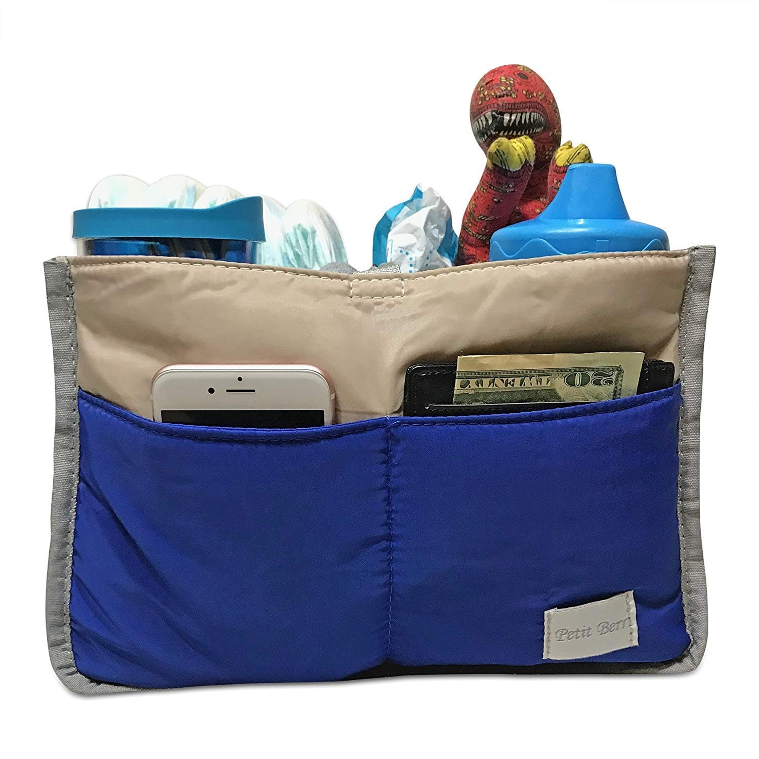 Diaper Bag Organizer Insert - Blue, 10 Pockets, 2 Straps, for Tote Backpack Stroller Crib & More