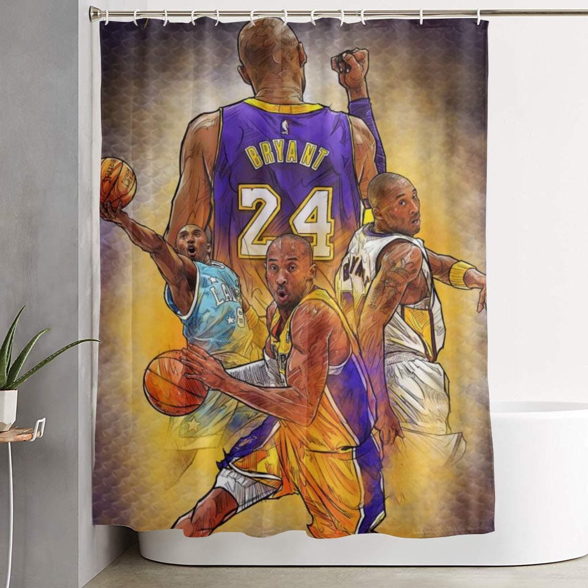 JONATHAN Ko-be Absorbent Quick Dry Printed Polyester Fiber Shower Curtain for Bedroom Livingroom Bathroom 59"x71"