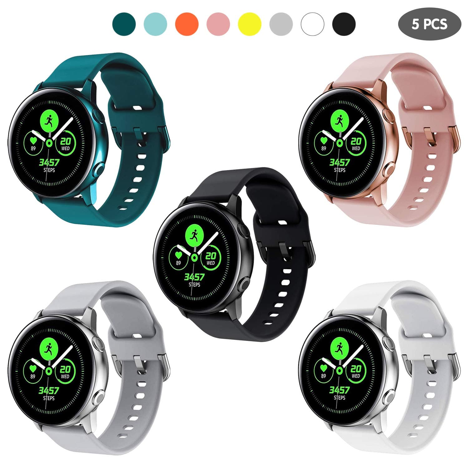 Galaxy Watch Active Strap - Flexible Soft Silicone Replacement Wristband for Galaxy Watch 3 41mm/Galaxy Watch Active 40mm/Active 2 44mm/Gear Sport Watch/Gear S2 Classic Smart Watch for Women Men