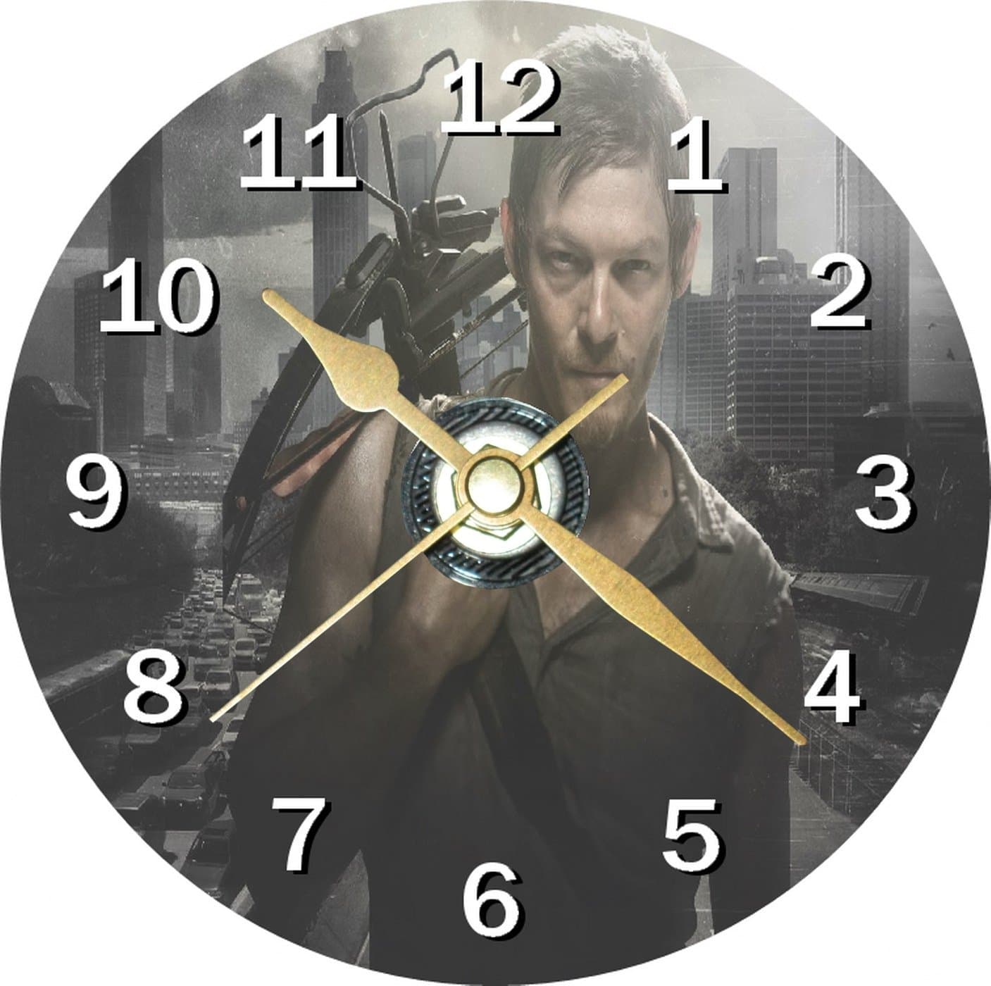The Walking Dead Daryl Novelty 12cm Cd Clock + Free Desktop Stand