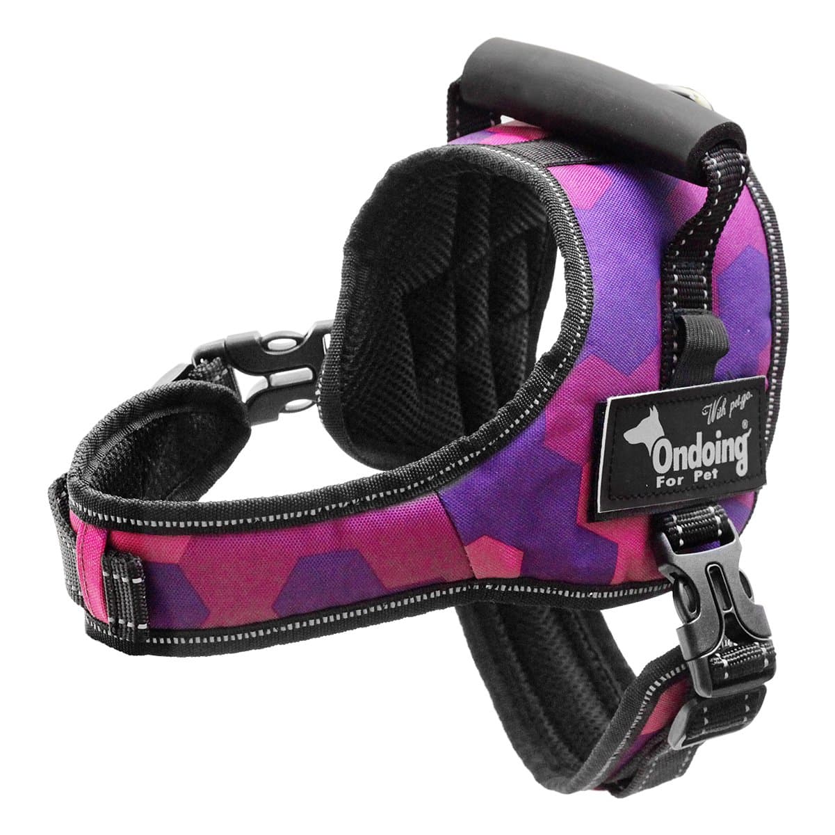 Ondoing Dog No Pull Harness Adjustable Pet Vest Harness Padded Reflective for Medium Large Dogs Purple M