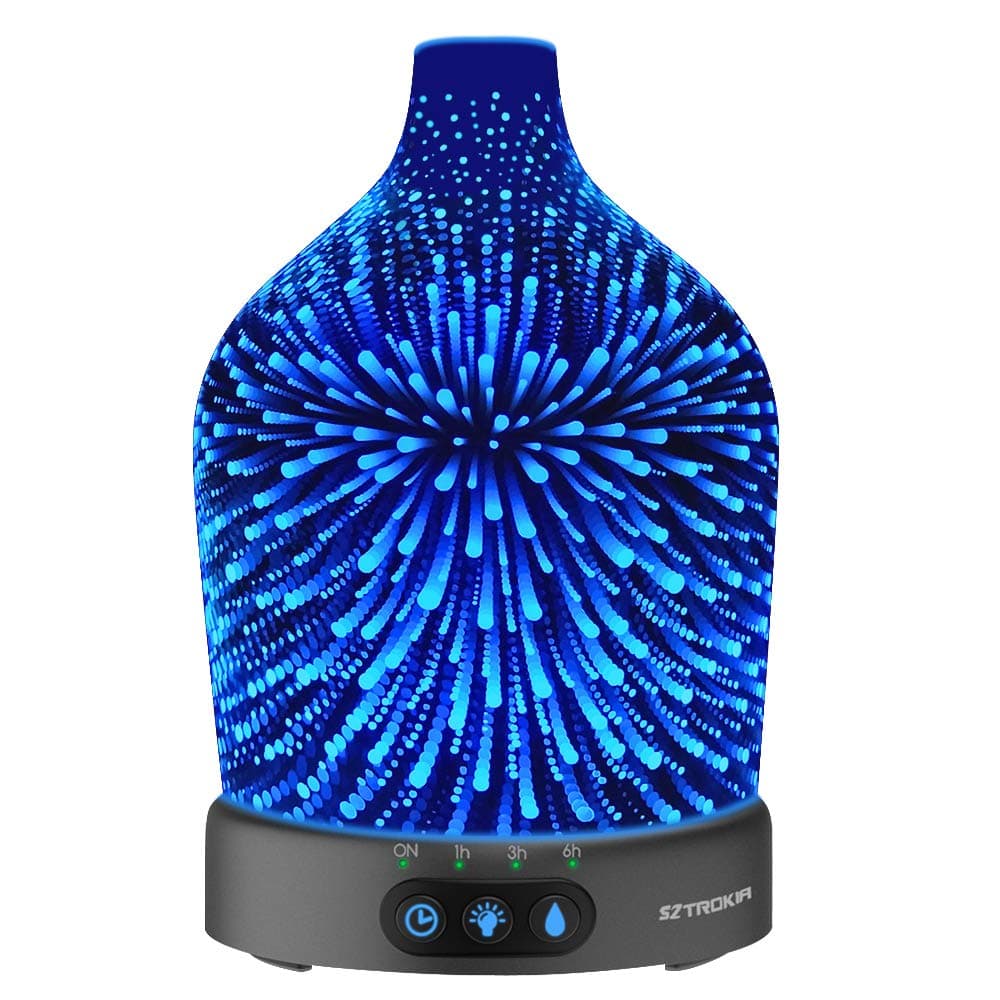 Essential Oil Diffuser, SZTROKIA 3D Galaxy Aromatherapy Diffuser,200ML Aroma Essential Oil Cool Mist Humidifier with 24 Color Changing,Metal Case Base,Waterless Auto Shut-off